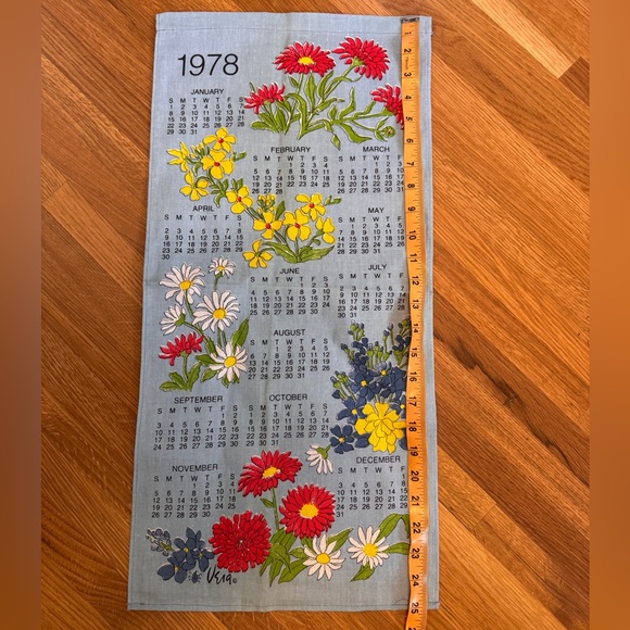 1978 Vintage Vera Floral Calendar Tea Towel Set - Picture 4 of 8